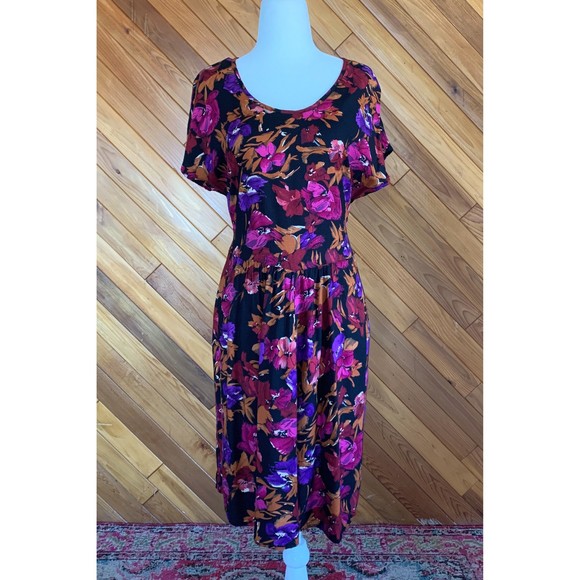 Vintage 90s Bold Floral Dress - Picture 1 of 4